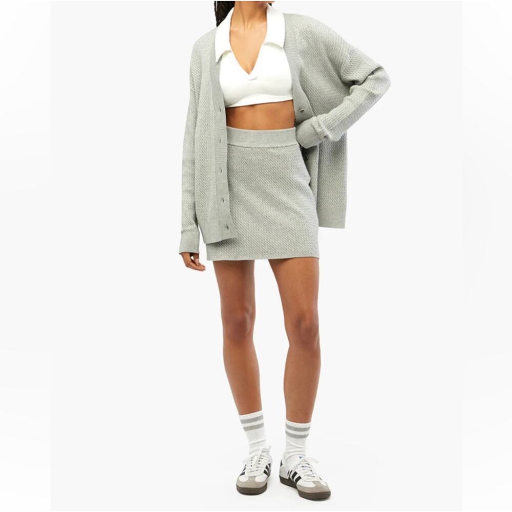 NWT WeWoreWhat Cable Knit Mini Skirt in Light Heather Grey Size XL
